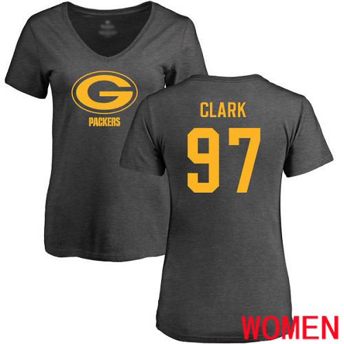 Green Bay Packers Ash Women #97 Clark Kenny One Color Nike NFL T Shirt